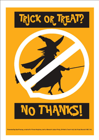 Trick or Treat poster to indicate you don't want to be bothered by Trick or Treaters